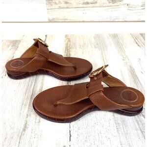 Chloé 021955 Brown Wave Croc embossed Leather Thong Sandals Womens 9 Italy